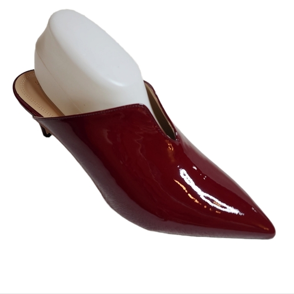 Nordstrom Red Patent Leather Pointed Toe Slide On 3" Heels Shoes Size EU 41 - Picture 6 of 17